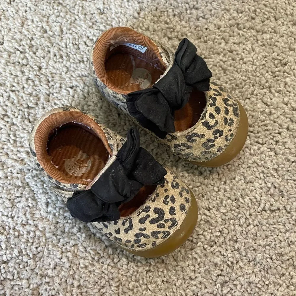 Baby Girl Leopard Print Shoes with Bow
